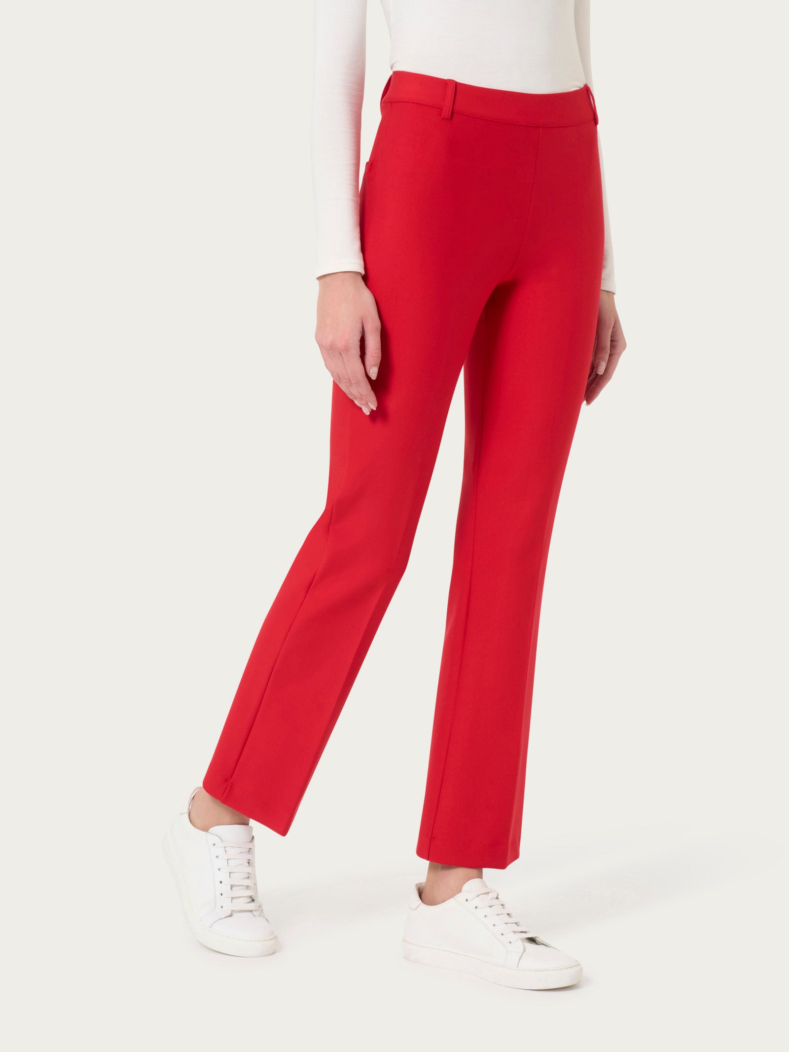 Pantalone flare alla caviglia in Compact Rossi Donna - Ragno