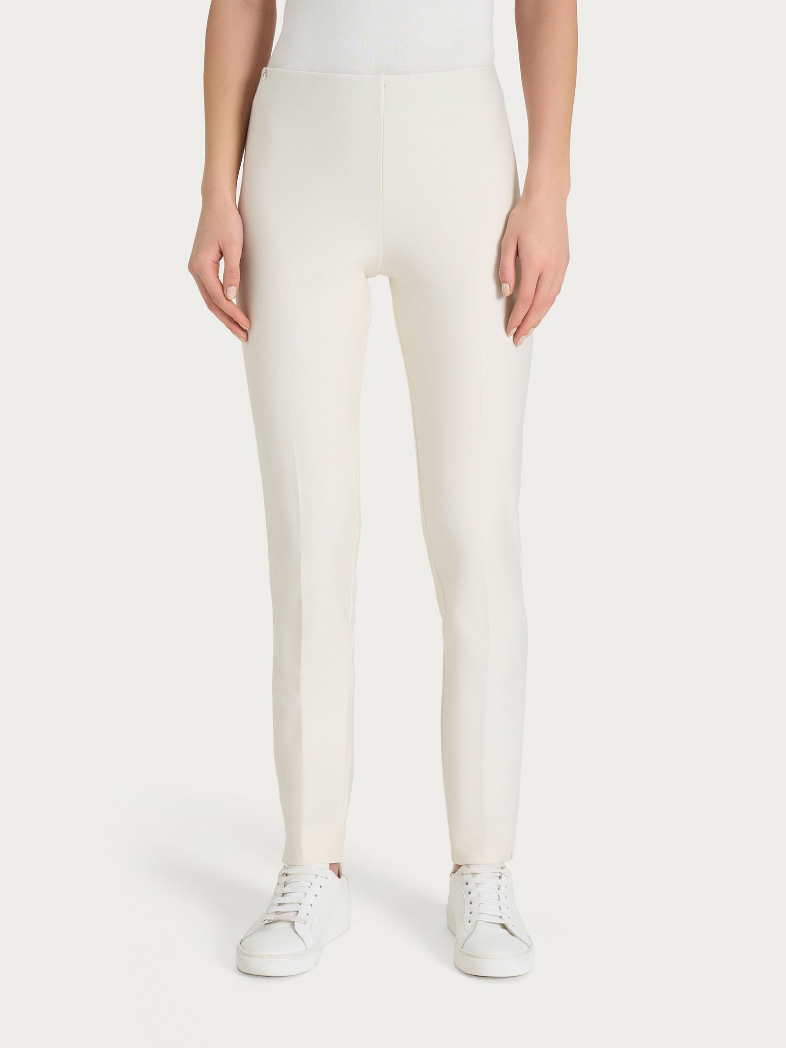 Pantalone a sigaretta con spacchetti in Compact Bianchi Donna - Ragno