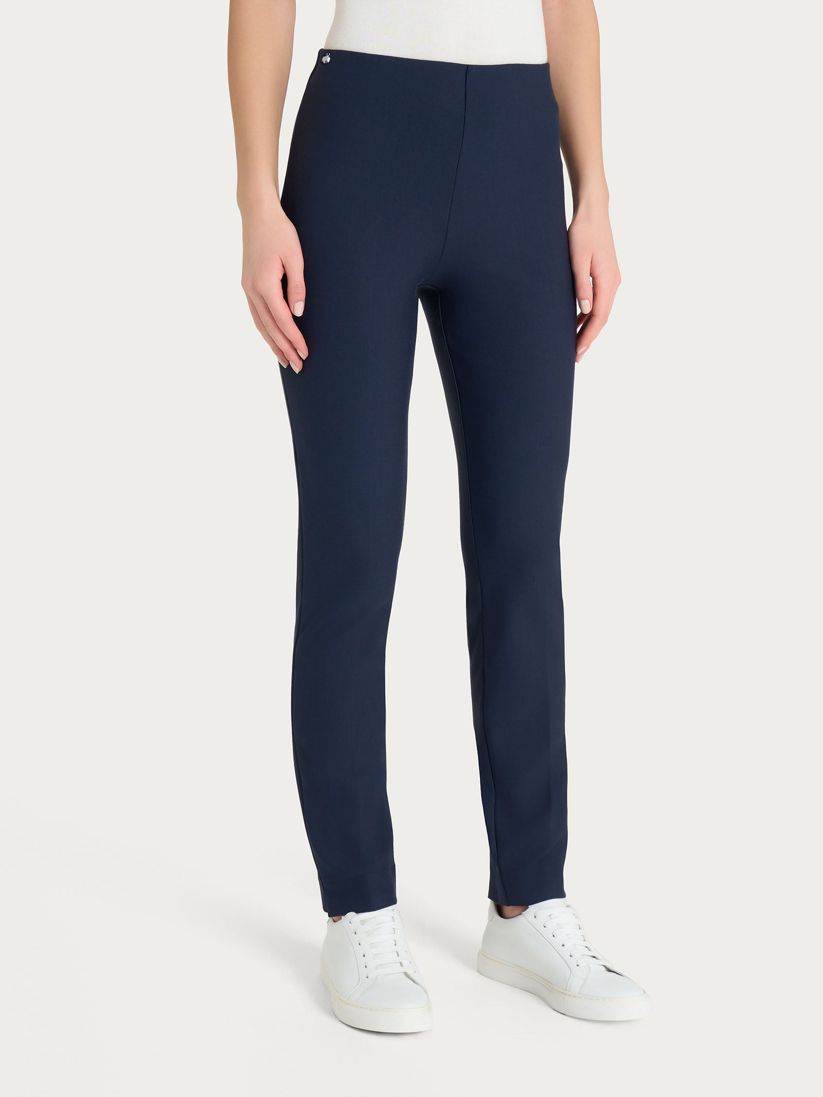 Pantalone a sigaretta con spacchetti in Compact Blu Donna - Ragno