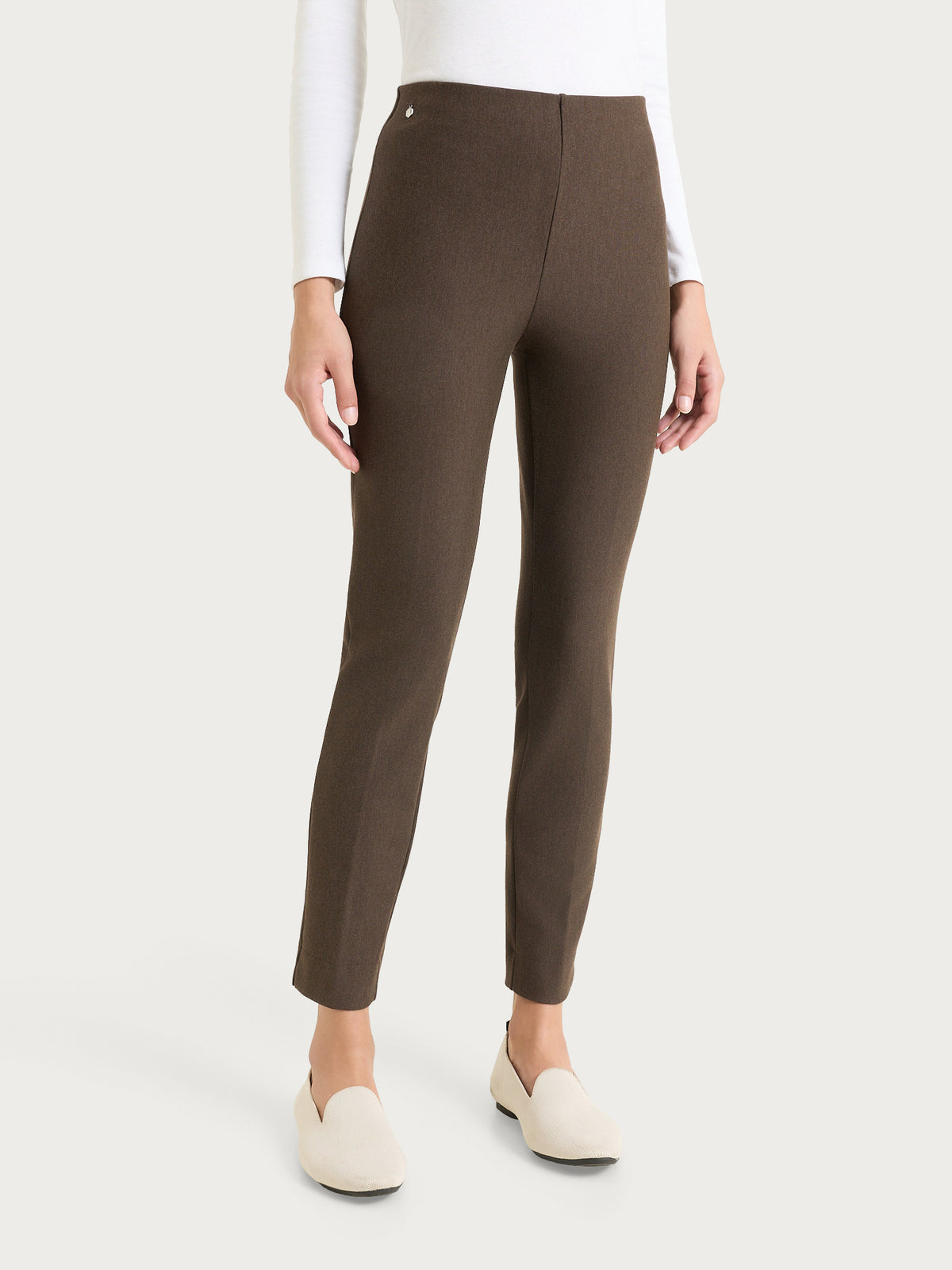 Pantalone a sigaretta con spacchetti in Compact Marroni Donna - Ragno