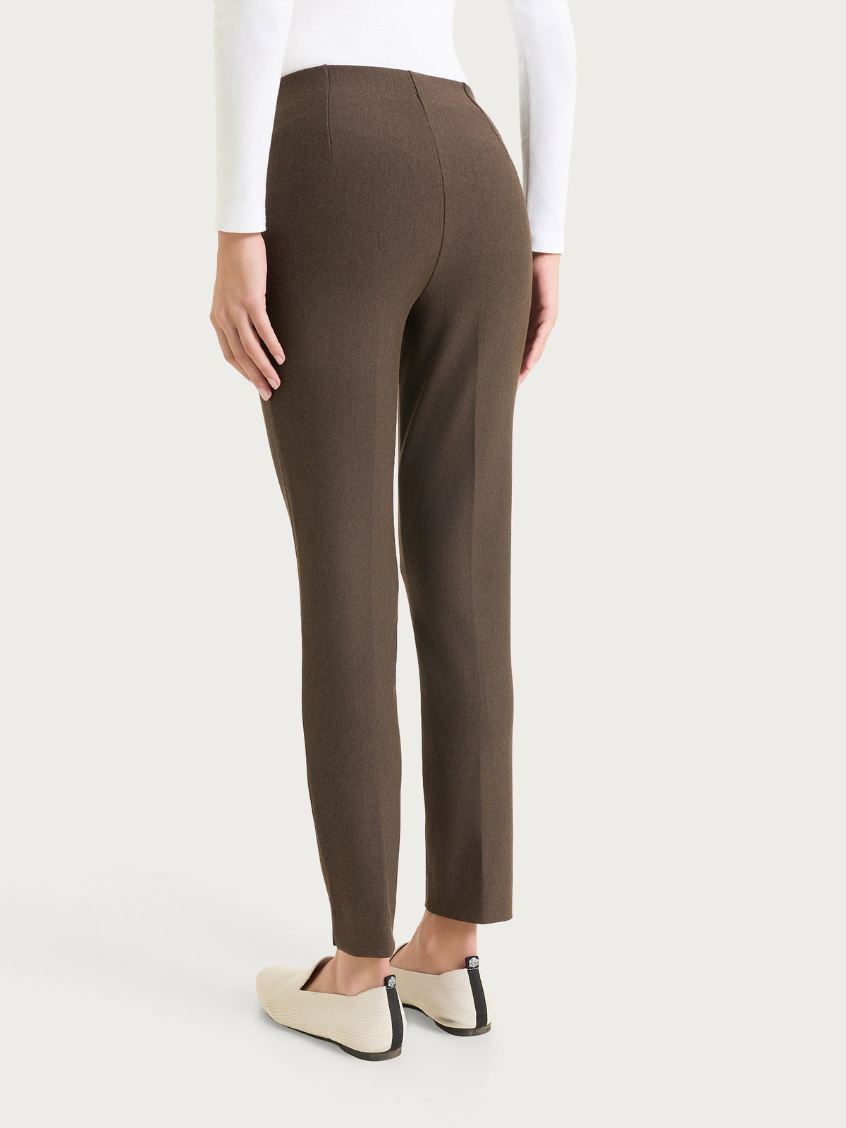 Pantalone a sigaretta con spacchetti in Compact Marroni Donna - Ragno