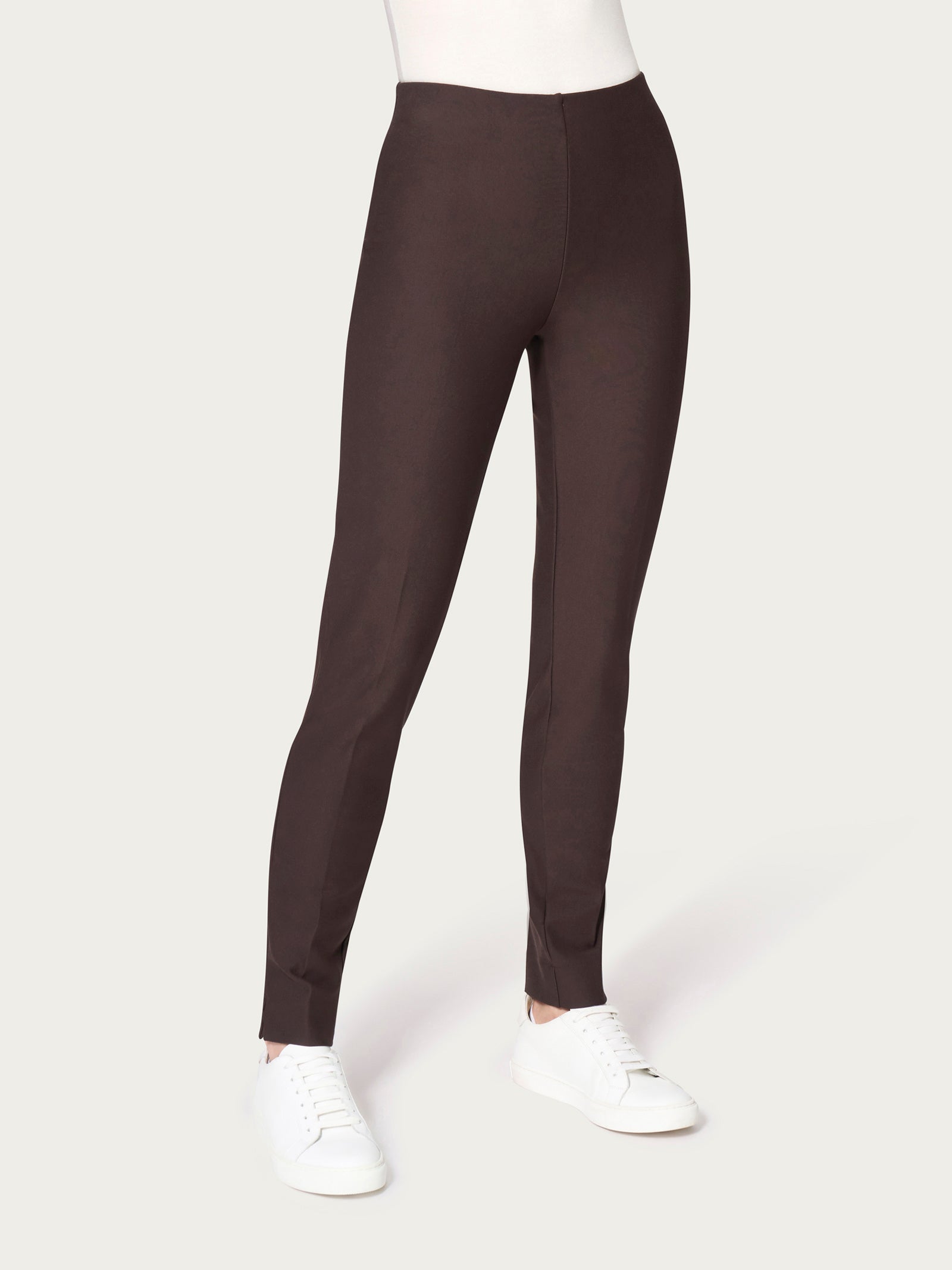 Pantalone a sigaretta con spacchetti in Compact Marroni Donna - Ragno