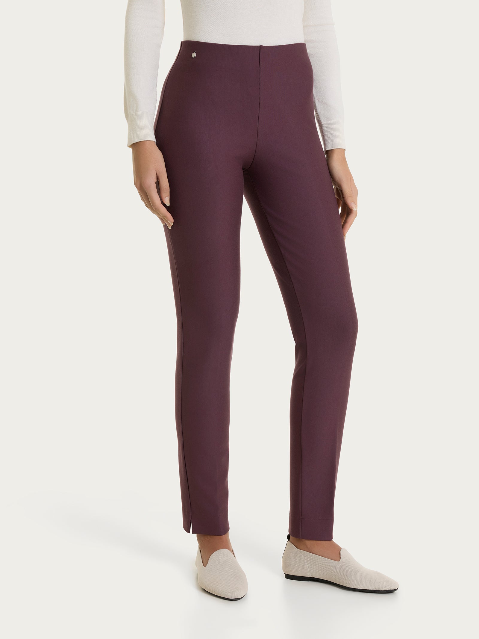 Pantalone a sigaretta con spacchetti in Compact Viola Donna - Ragno