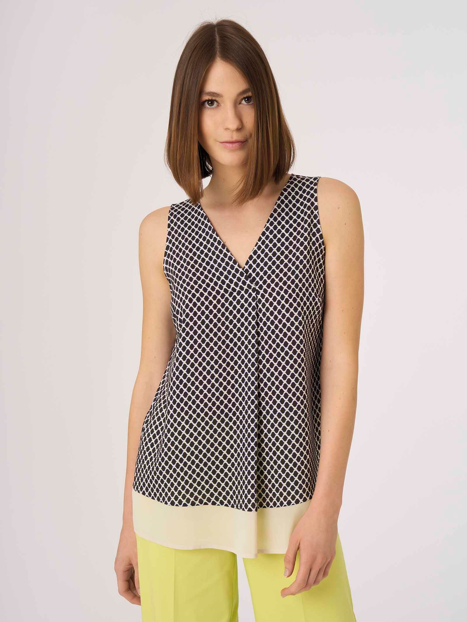 Blusa smanicata in twill di EcoSeta -  - Ragno