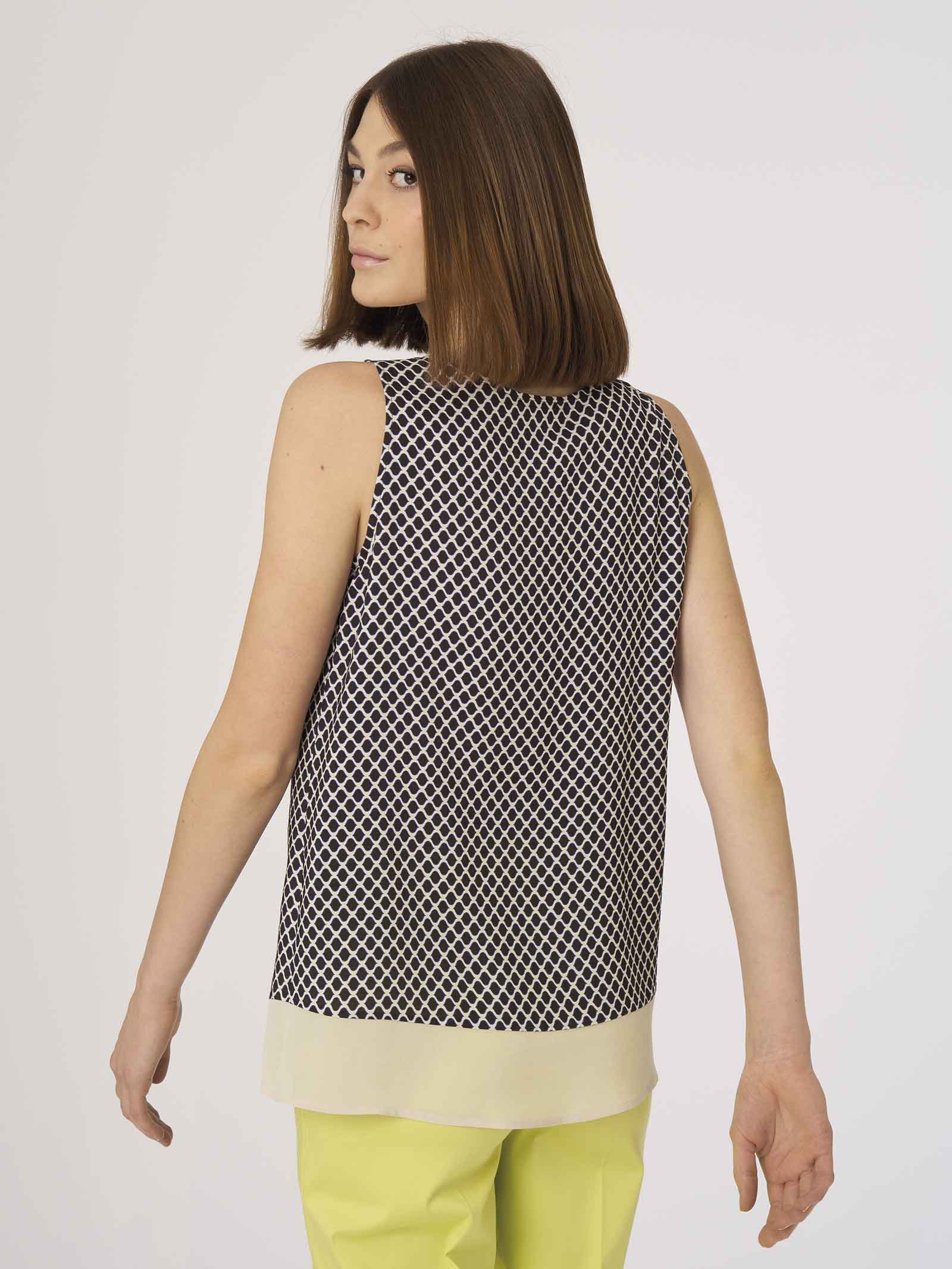 Blusa smanicata in twill di EcoSeta -  - Ragno