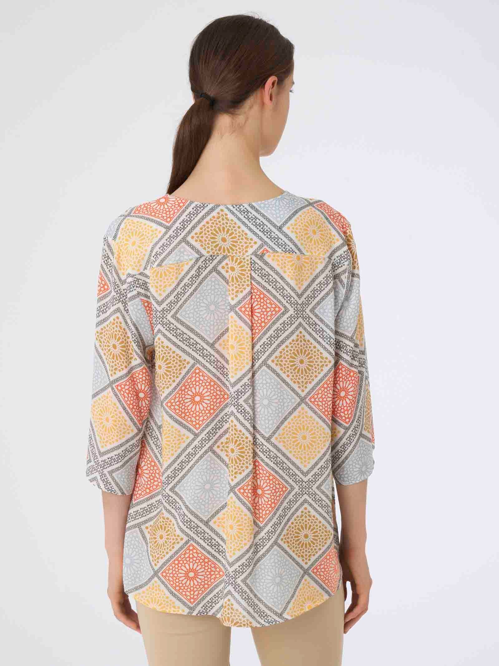 Blusa con stampa geometrica in mussola di EcoSeta -  - Ragno