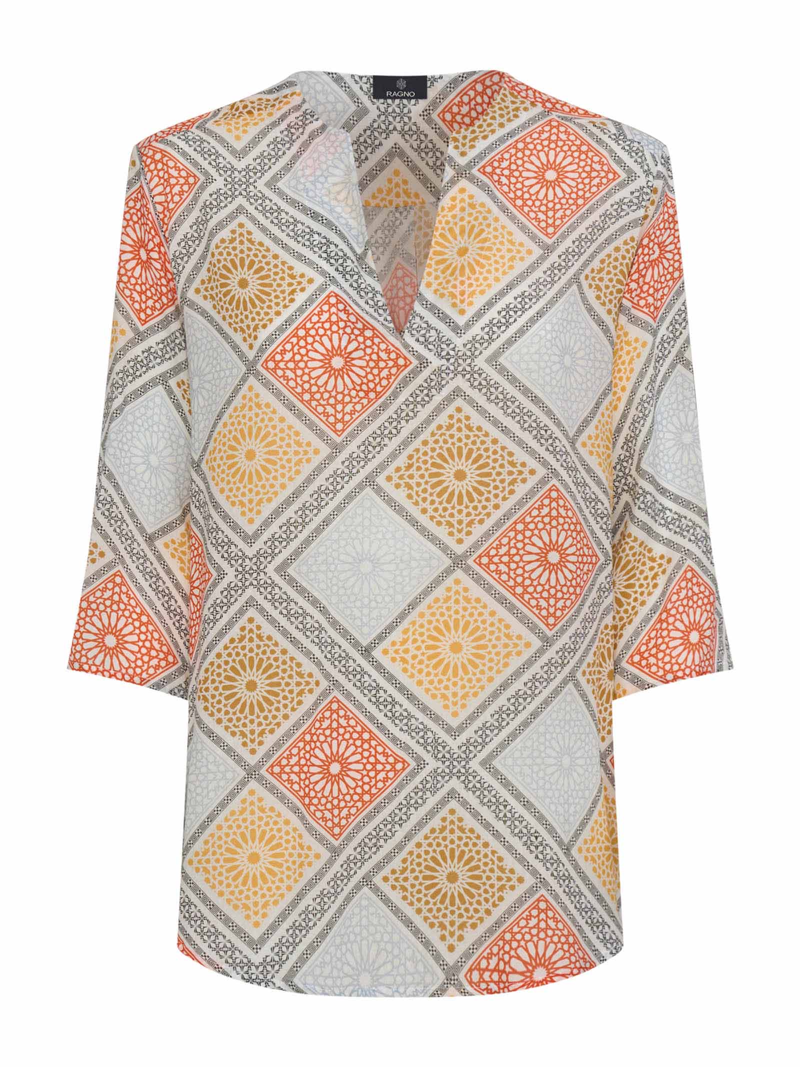 Blusa con stampa geometrica in mussola di EcoSeta -  - Ragno