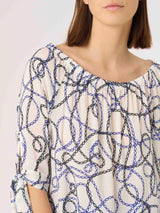 Blusa con stampa allover in mussola di EcoSeta -  - Ragno