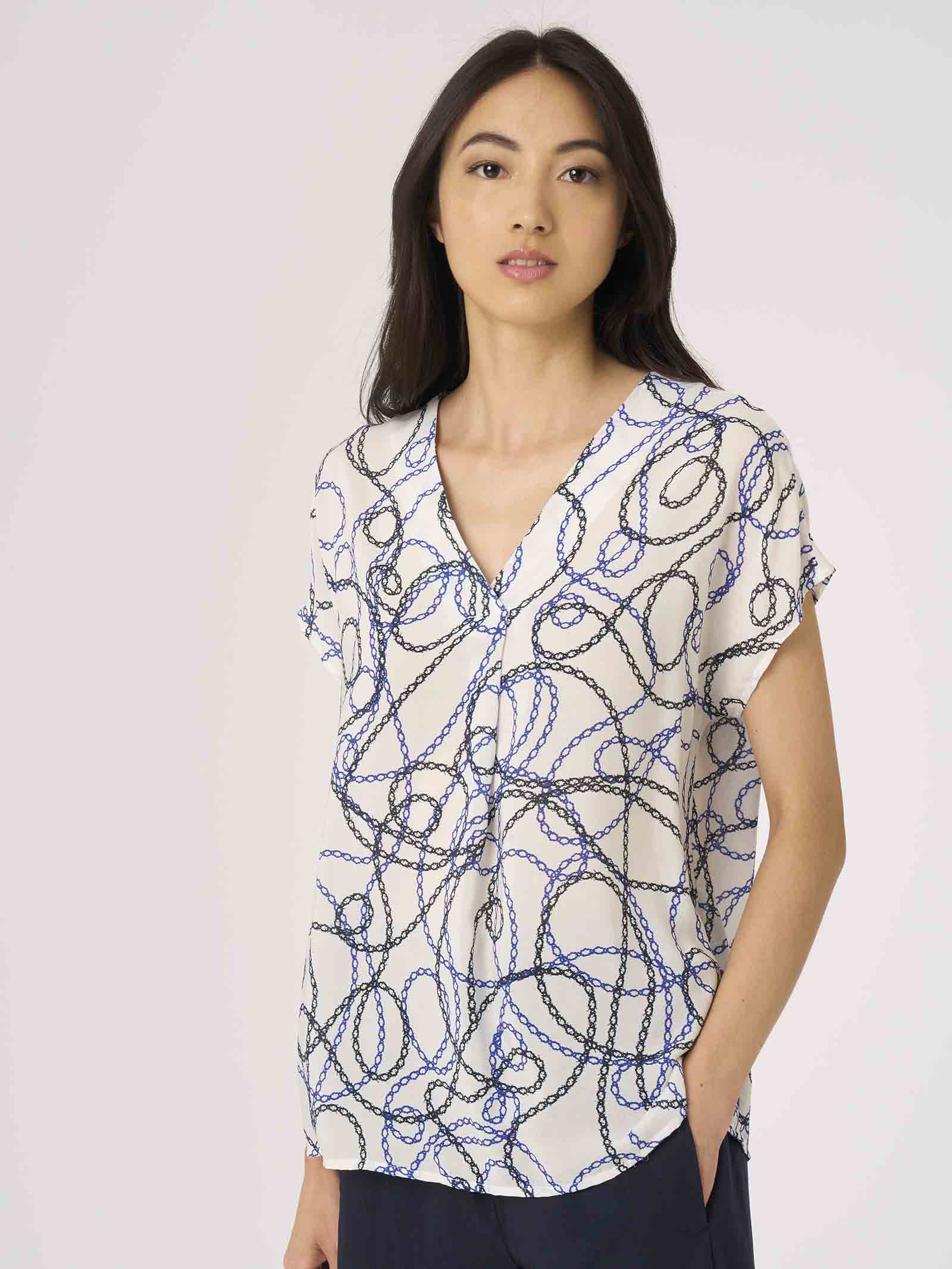 Blusa con stampa catene in mussola di EcoSeta -  - Ragno