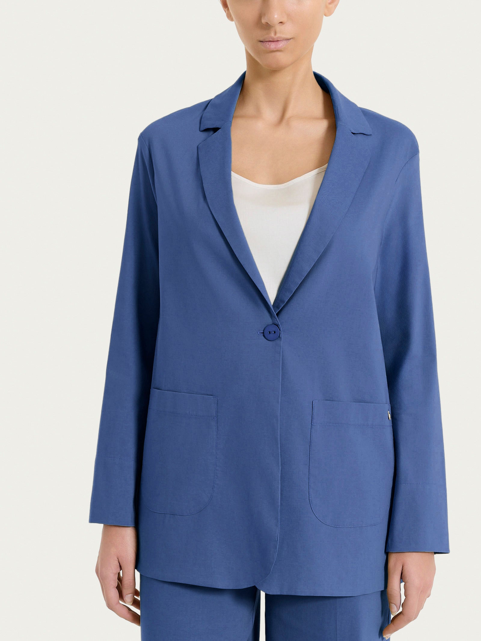 Blazer leggero destrutturato in Super Fresh Blu Donna - Ragno