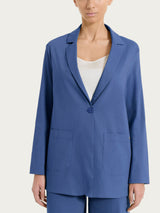 Blazer leggero destrutturato in Super Fresh Blu Donna - Ragno