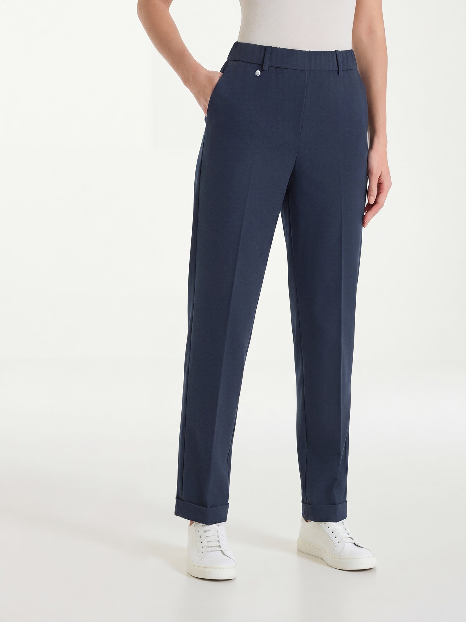 Pantalone a carota con tasche in Super Fresh Blu Donna - Ragno