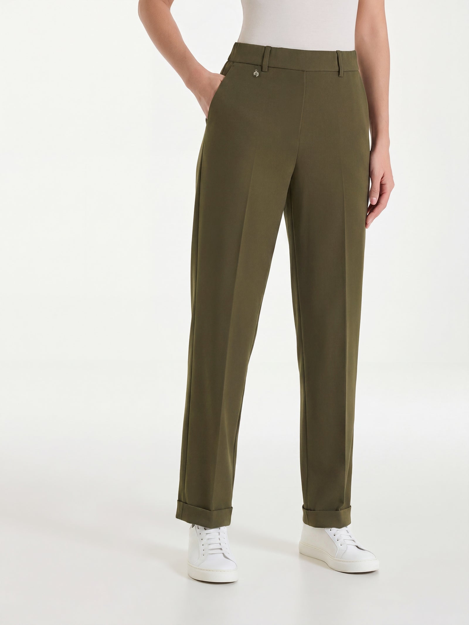 Pantalone a carota con tasche in Super Fresh Verdi Donna - Ragno