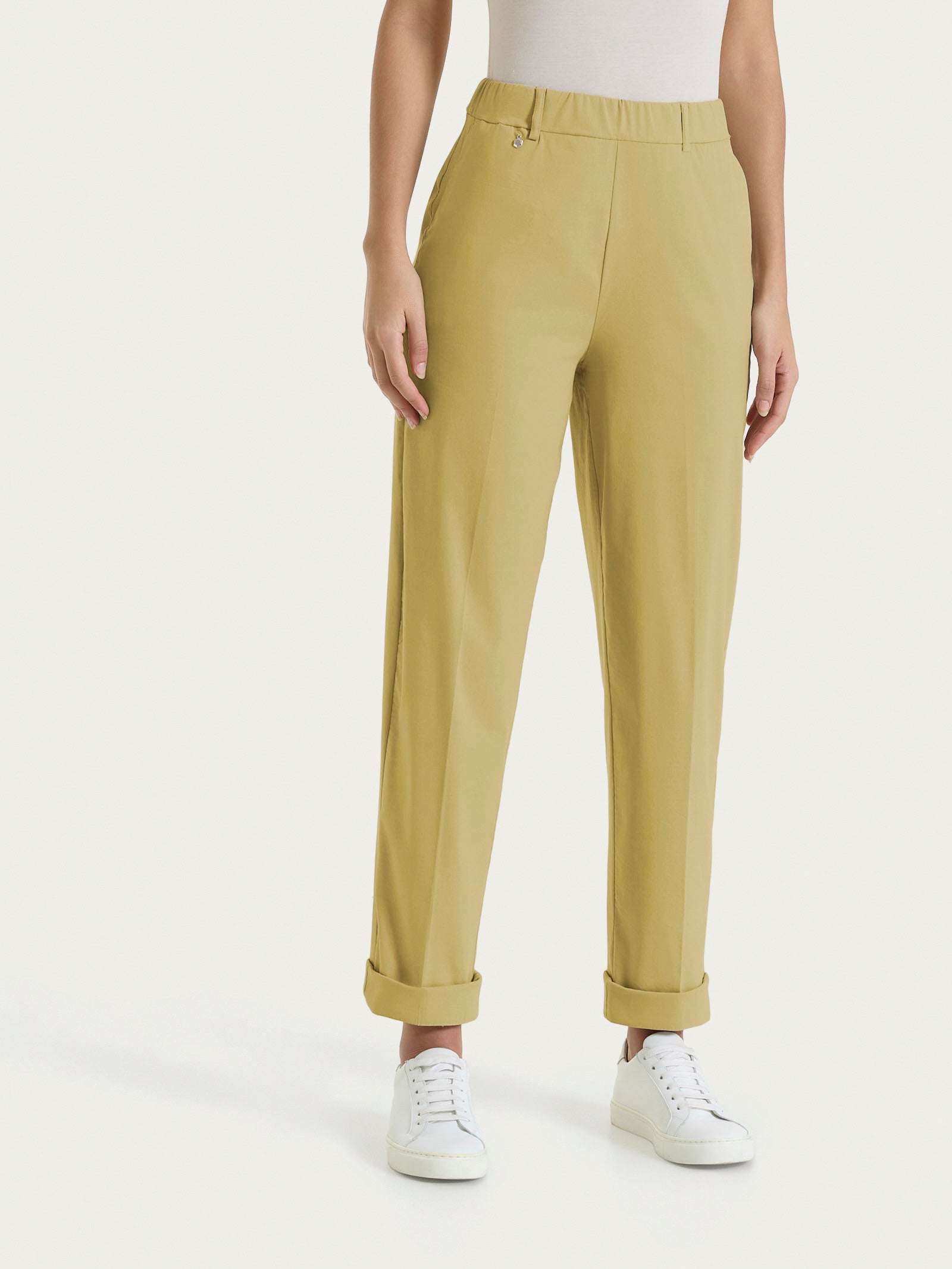 Pantalone a carota con tasche in Super Fresh Verdi Donna - Ragno