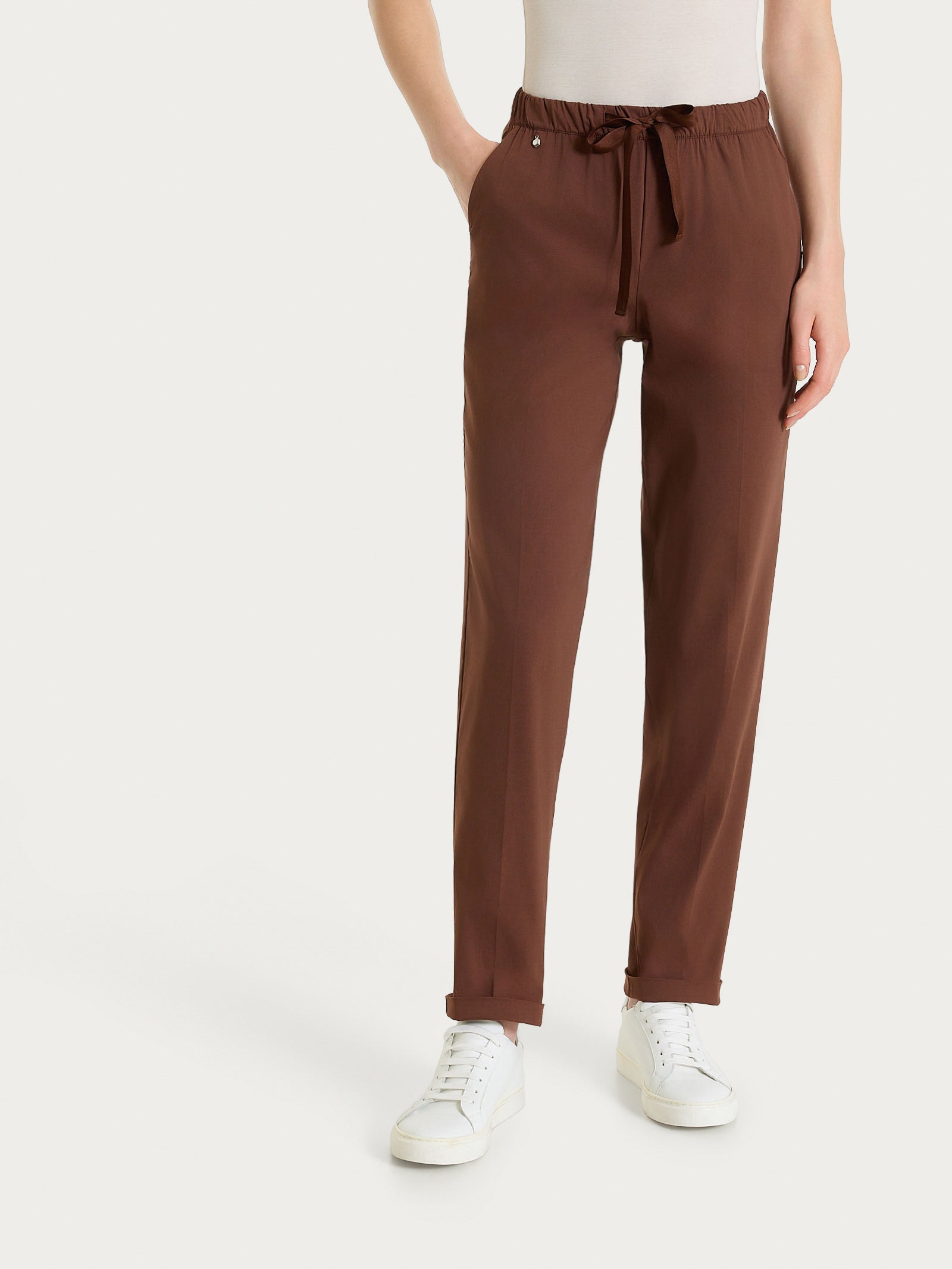 Pantalone jogger con tasche in Super Fresh Marroni Donna - Ragno