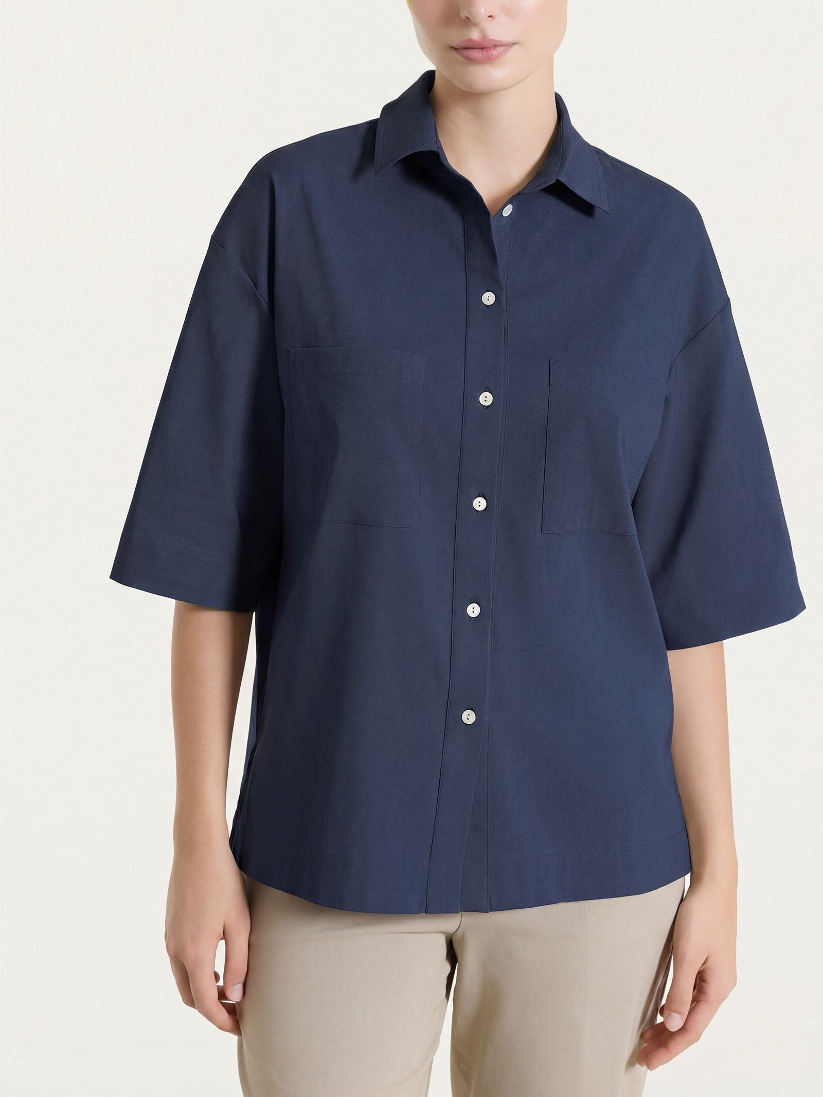 Camicia con manica corta in Super Fresh Blu Donna - Ragno
