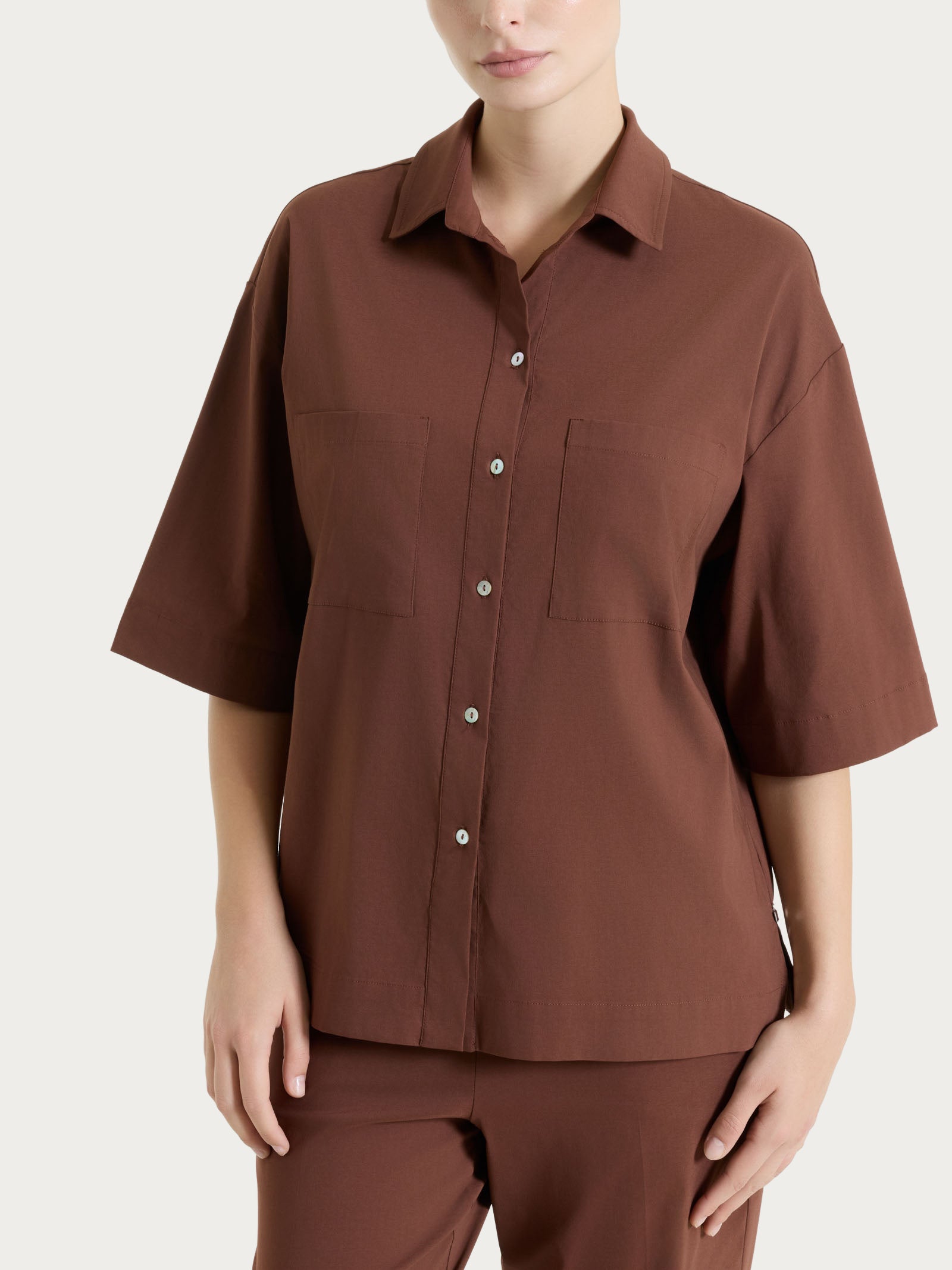 Camicia con manica corta in Super Fresh Marroni Donna - Ragno