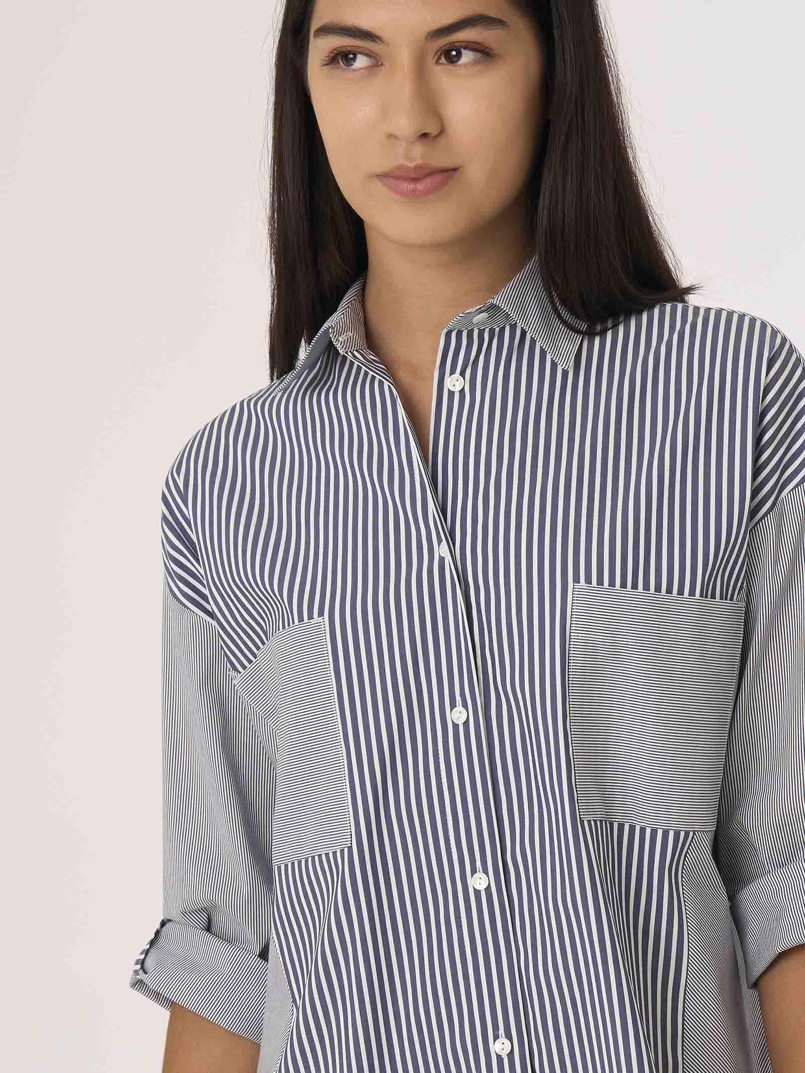 Camicia a righe in Popeline Stretch -  - Ragno