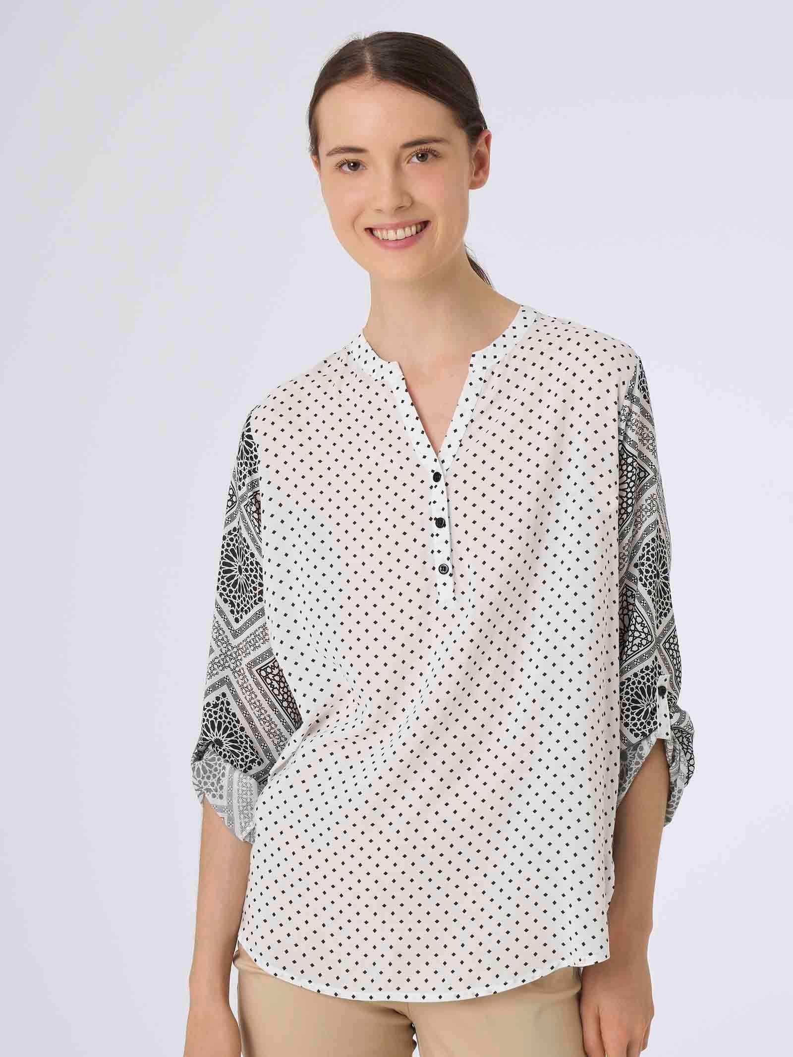 Blusa con stampa allover in mussola di EcoSeta -  - Ragno