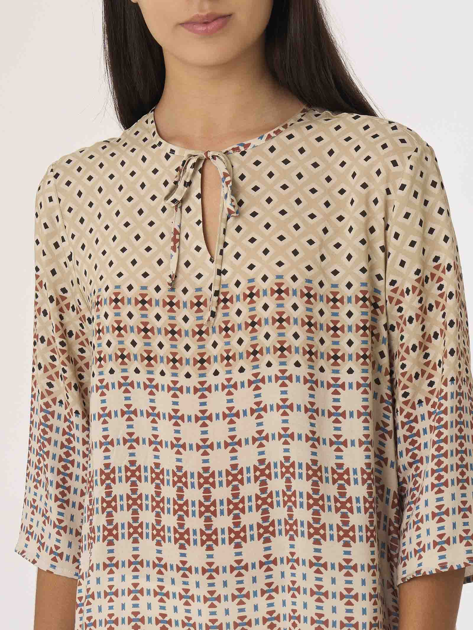 Blusa in mussola di EcoSeta con stampa geometrica -  - Ragno