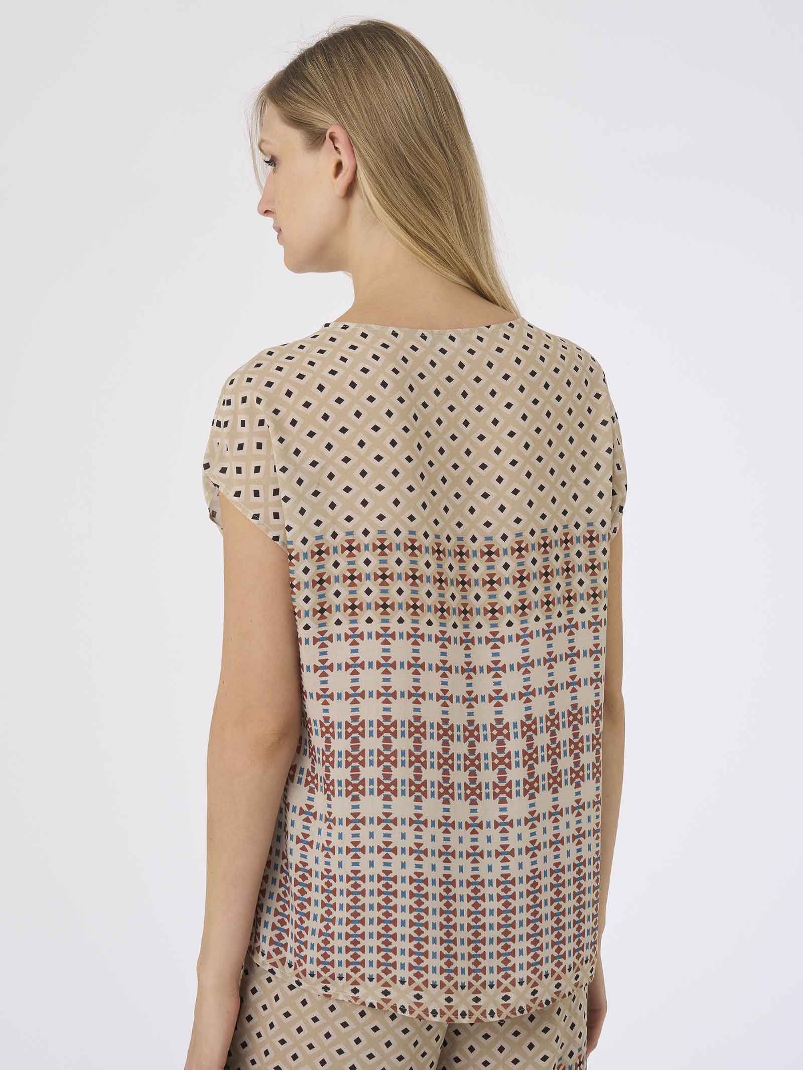 Blusa con stampa geometrica in mussola di EcoSeta -  - Ragno