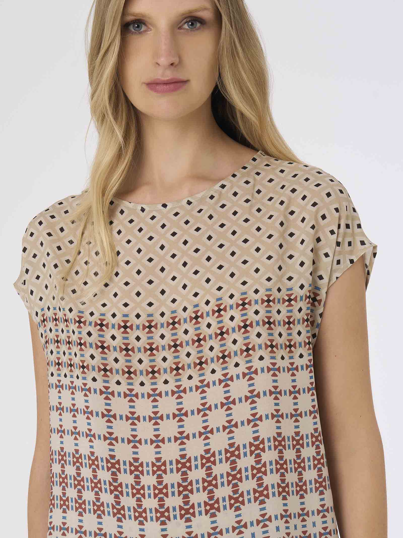 Blusa con stampa geometrica in mussola di EcoSeta -  - Ragno