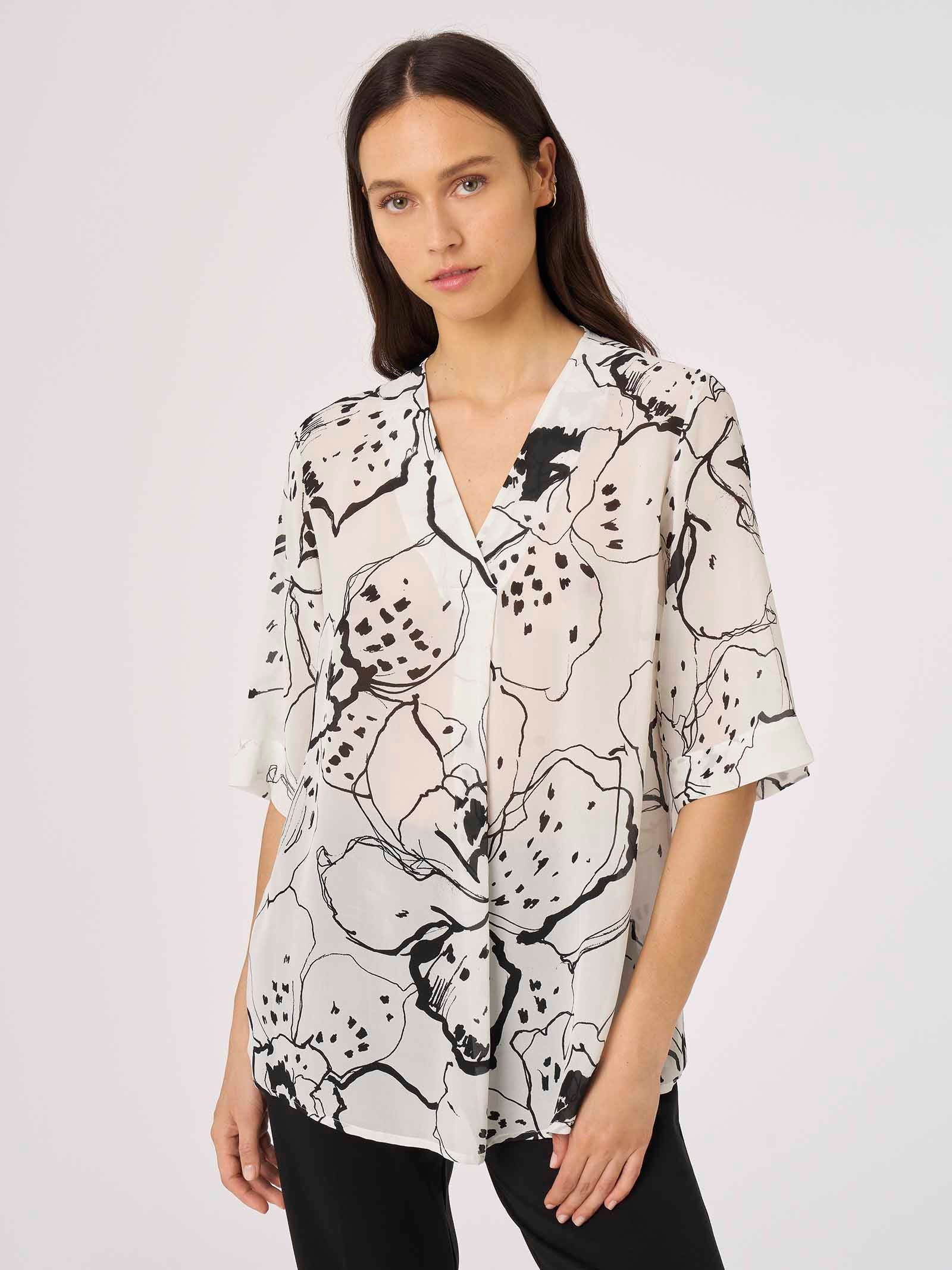 Blusa in georgette di EcoSeta con stampa floreale -  - Ragno