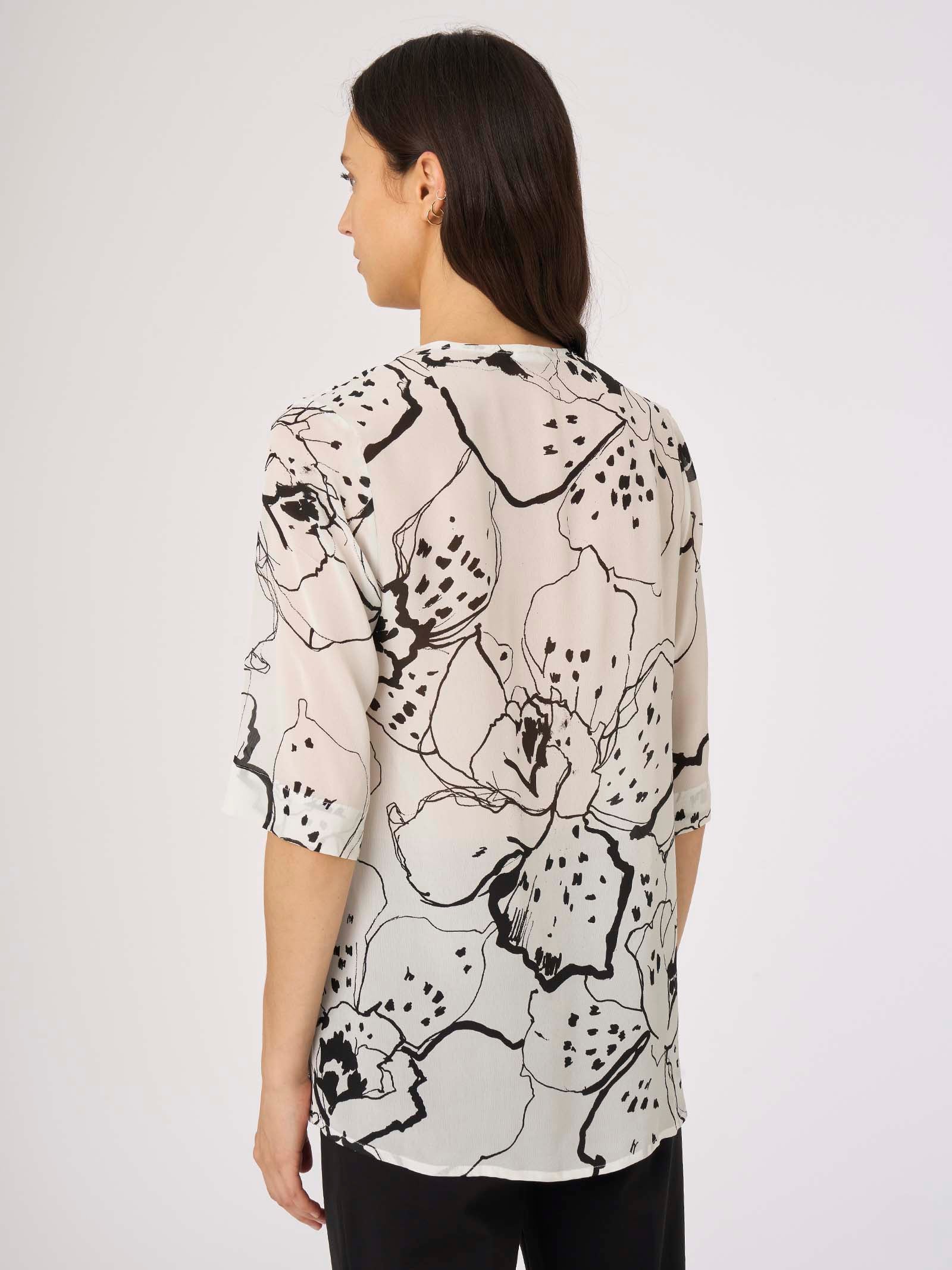 Blusa in georgette di EcoSeta con stampa floreale -  - Ragno