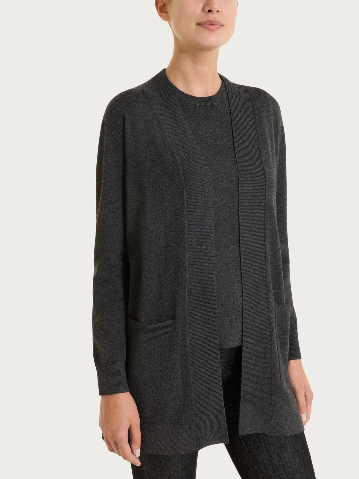Cardigan lungo con bordatura Four Seasons Neri Donna - Ragno