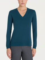 Jersey con cuello en V Four Seasons azul para mujer - Ragno