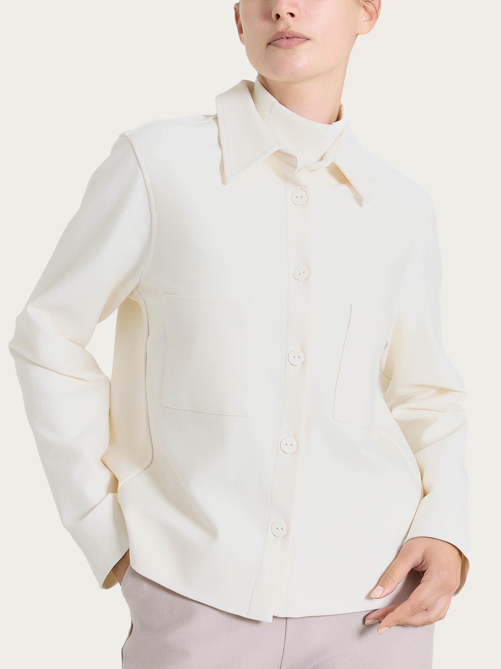 Giacca Shacket in Compact - Avorio – Ragno
