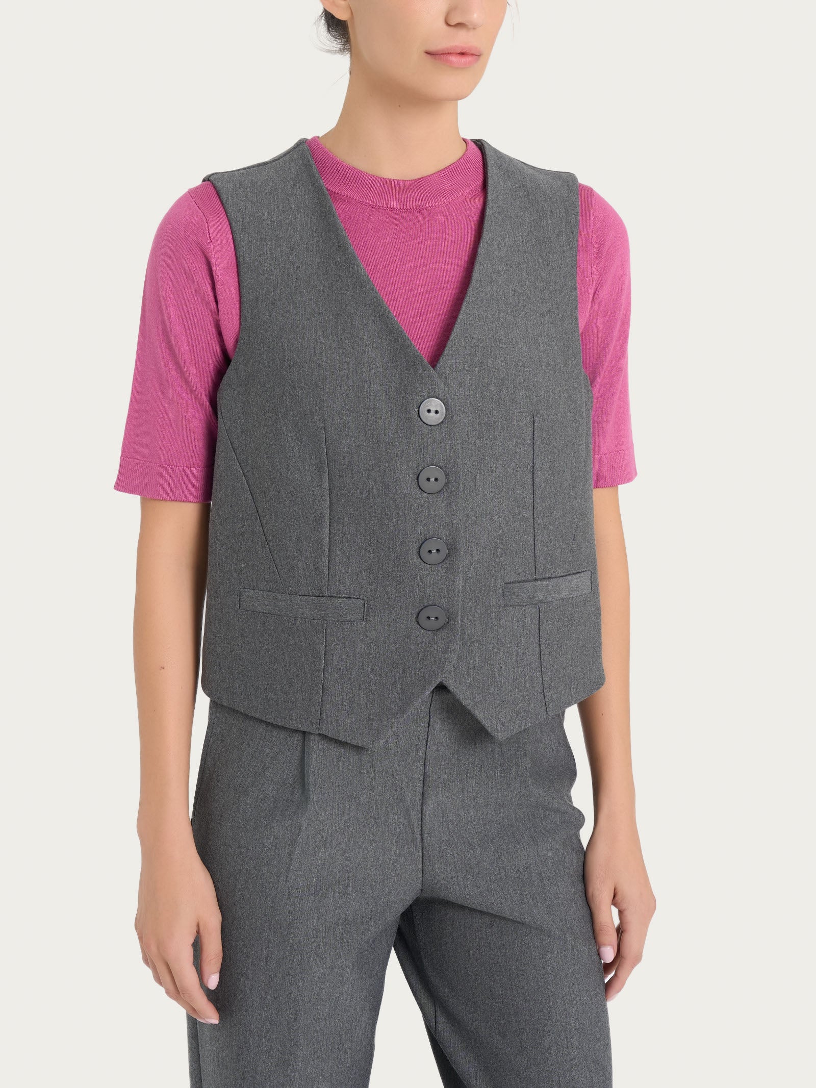 Gilet con quattro bottoni in Compact  -  - Ragno