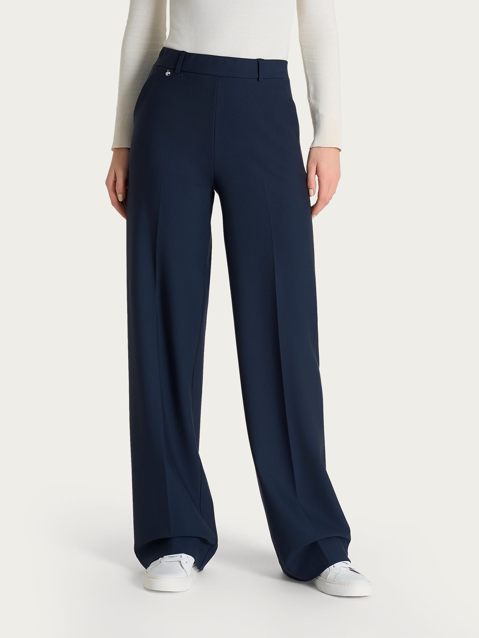 Pantalone a palazzo con tasche in Compact Blu Donna - Ragno