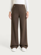 Pantalone a palazzo con tasche in Compact Marroni Donna - Ragno