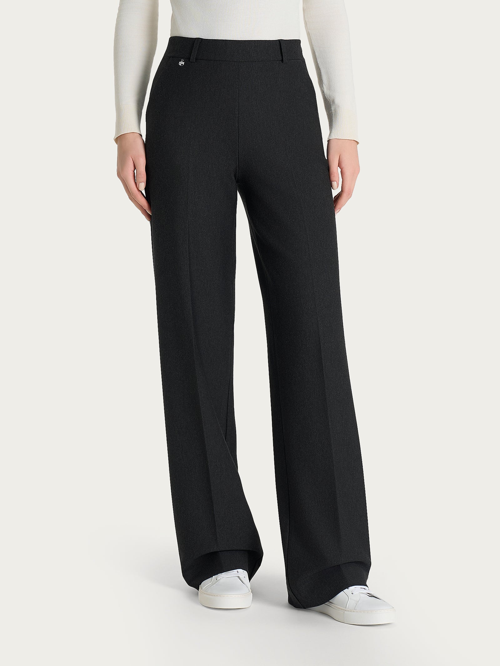 Pantalone a palazzo con tasche in Compact Neri Donna - Ragno