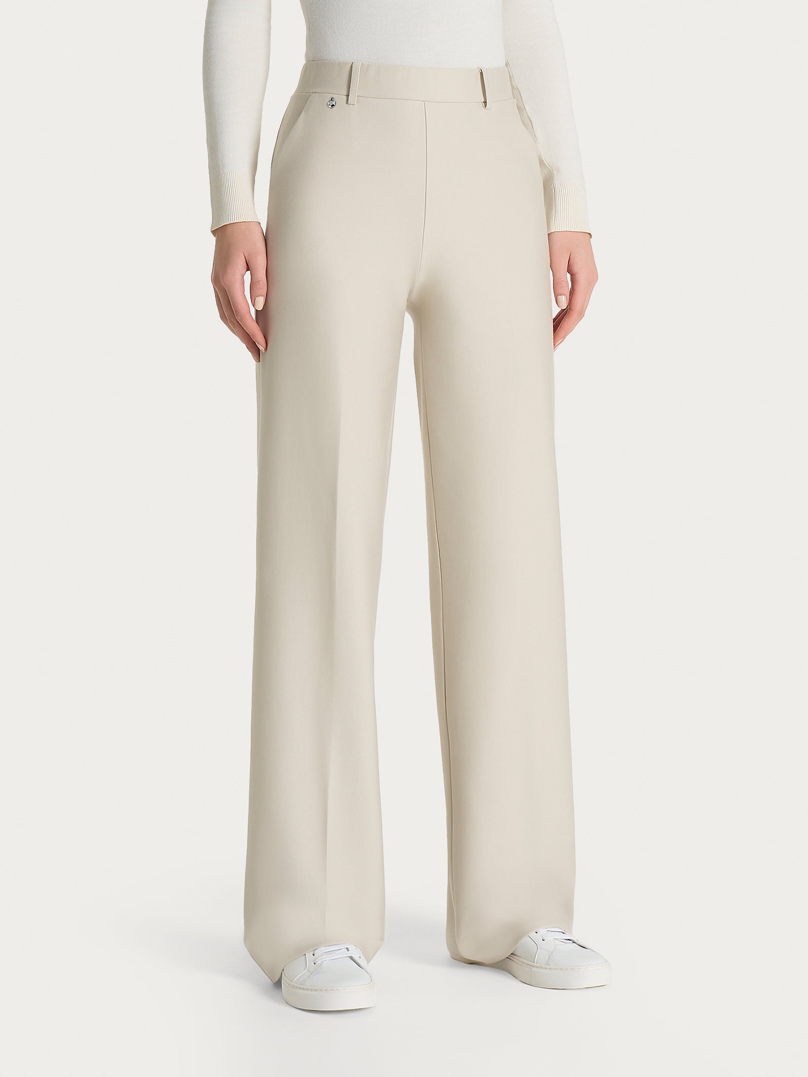 Pantalone a palazzo con tasche in Compact Bianchi Donna - Ragno