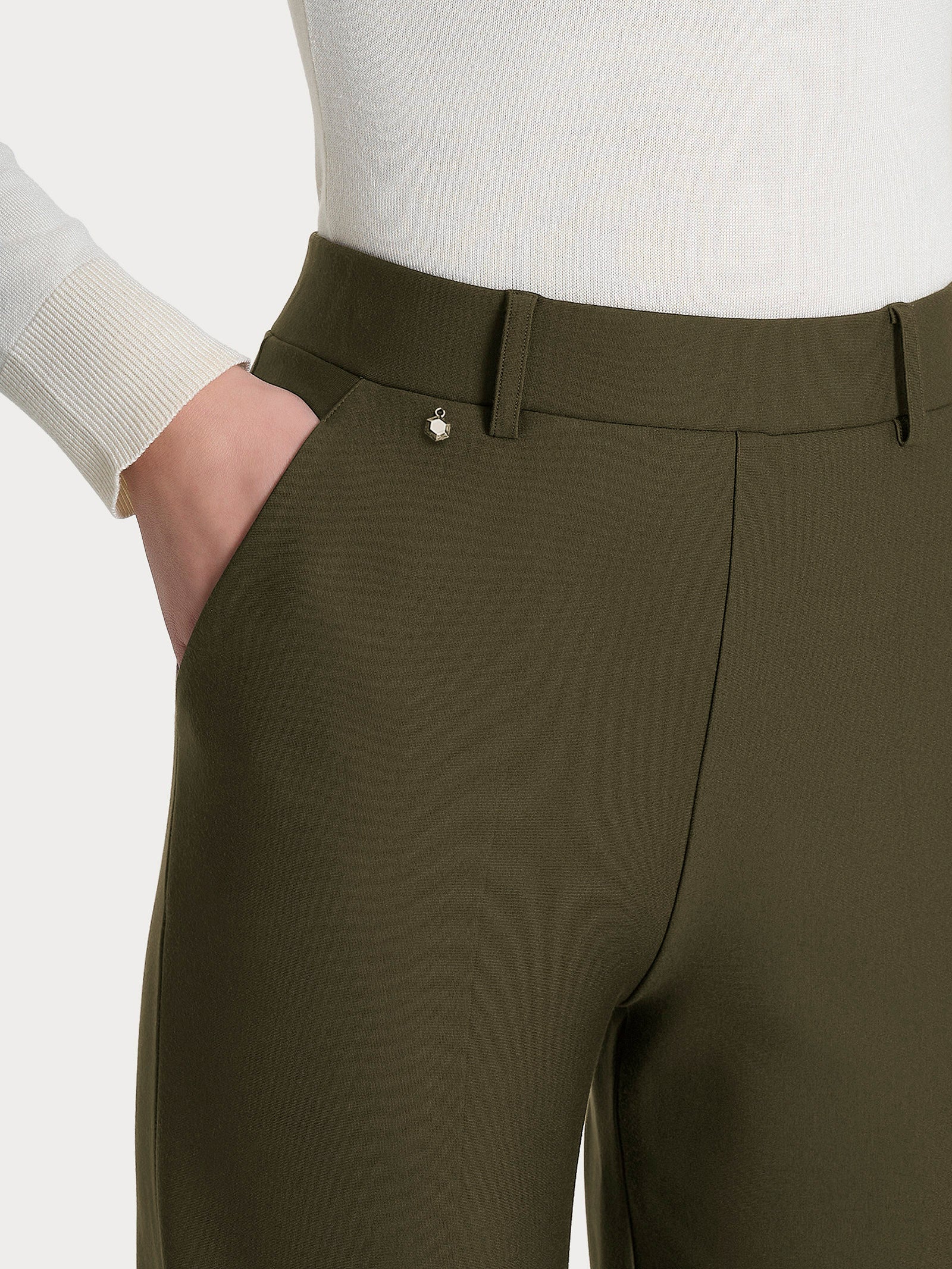 Pantalone a palazzo con tasche in Compact Verdi Donna - Ragno