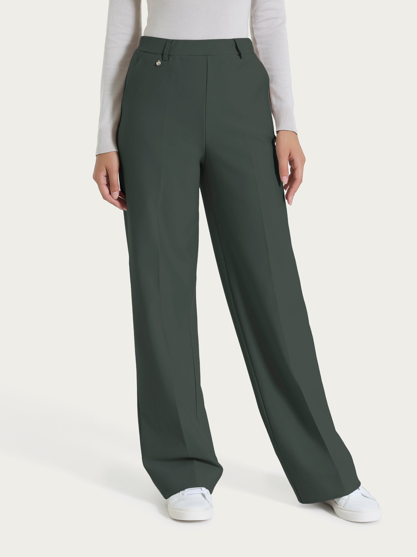 Pantalone a palazzo con tasche in Compact Grigi Donna - Ragno