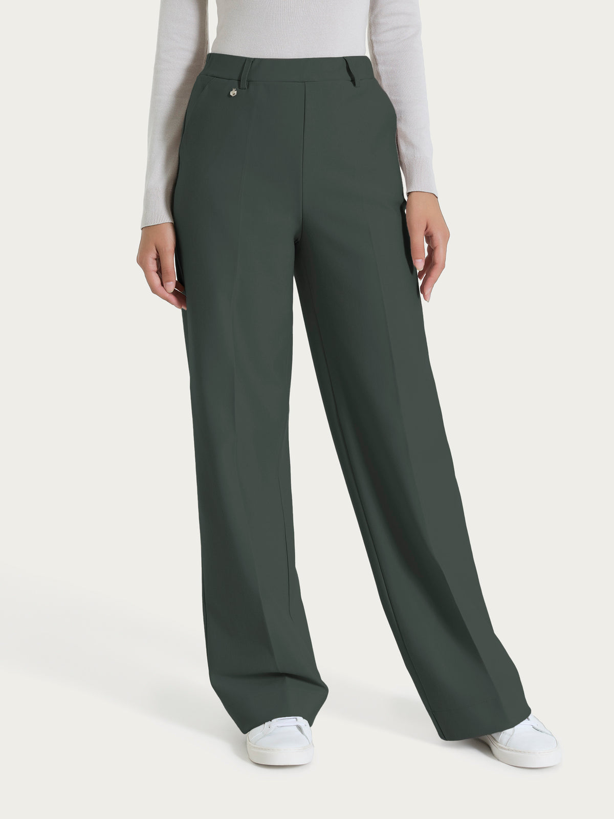 Pantalone a palazzo con tasche in Compact Grigi Donna - Ragno
