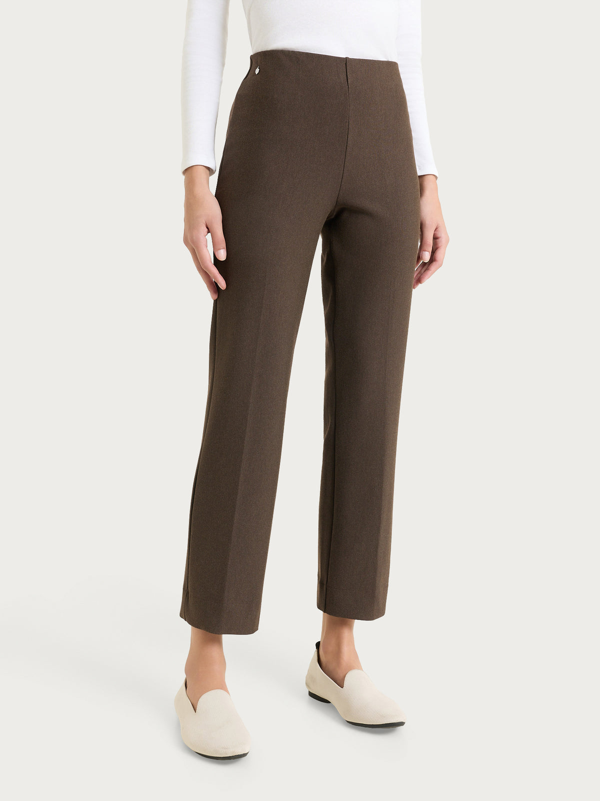 Pantalone a gamba dritta in Compact Marroni Donna - Ragno