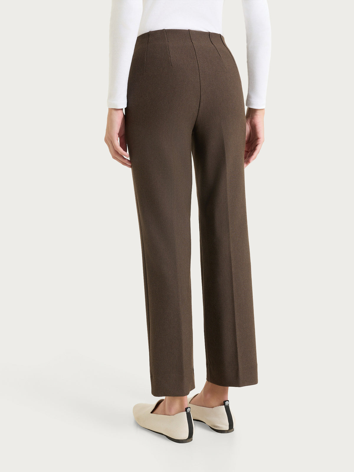 Pantalone a gamba dritta in Compact Marroni Donna - Ragno