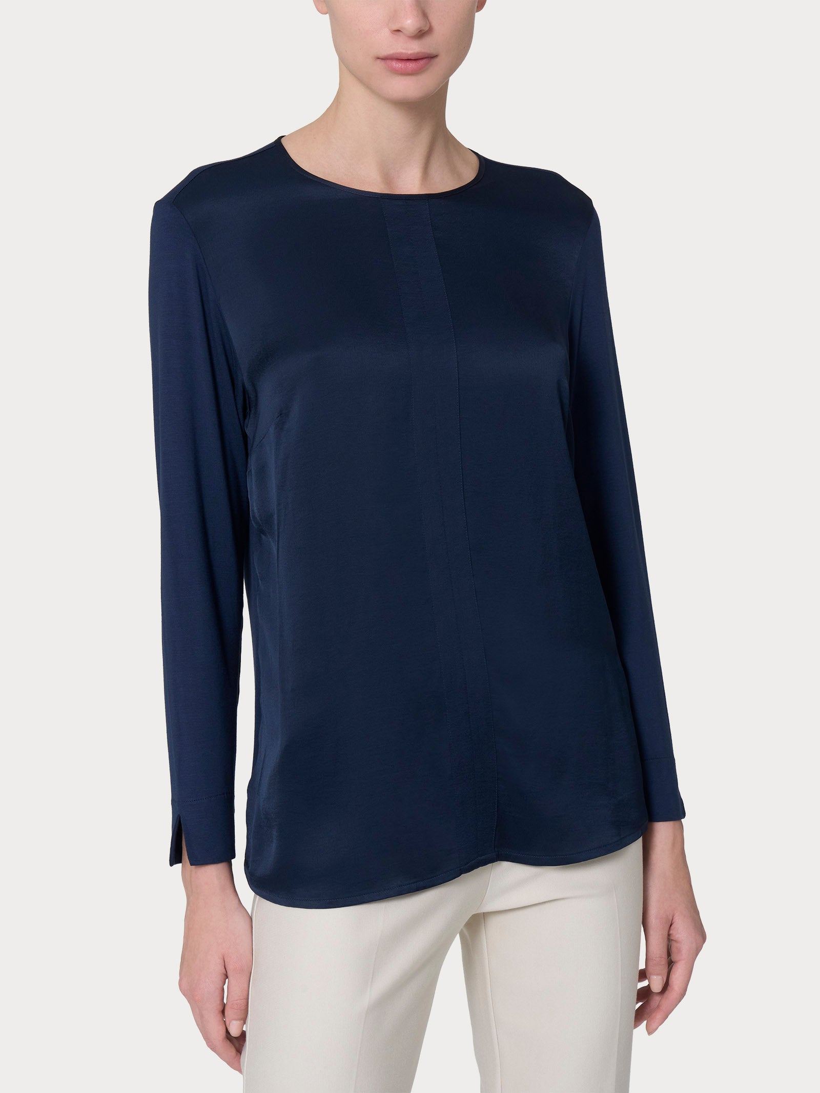 Blusa girocollo in misto viscosa -  - Ragno