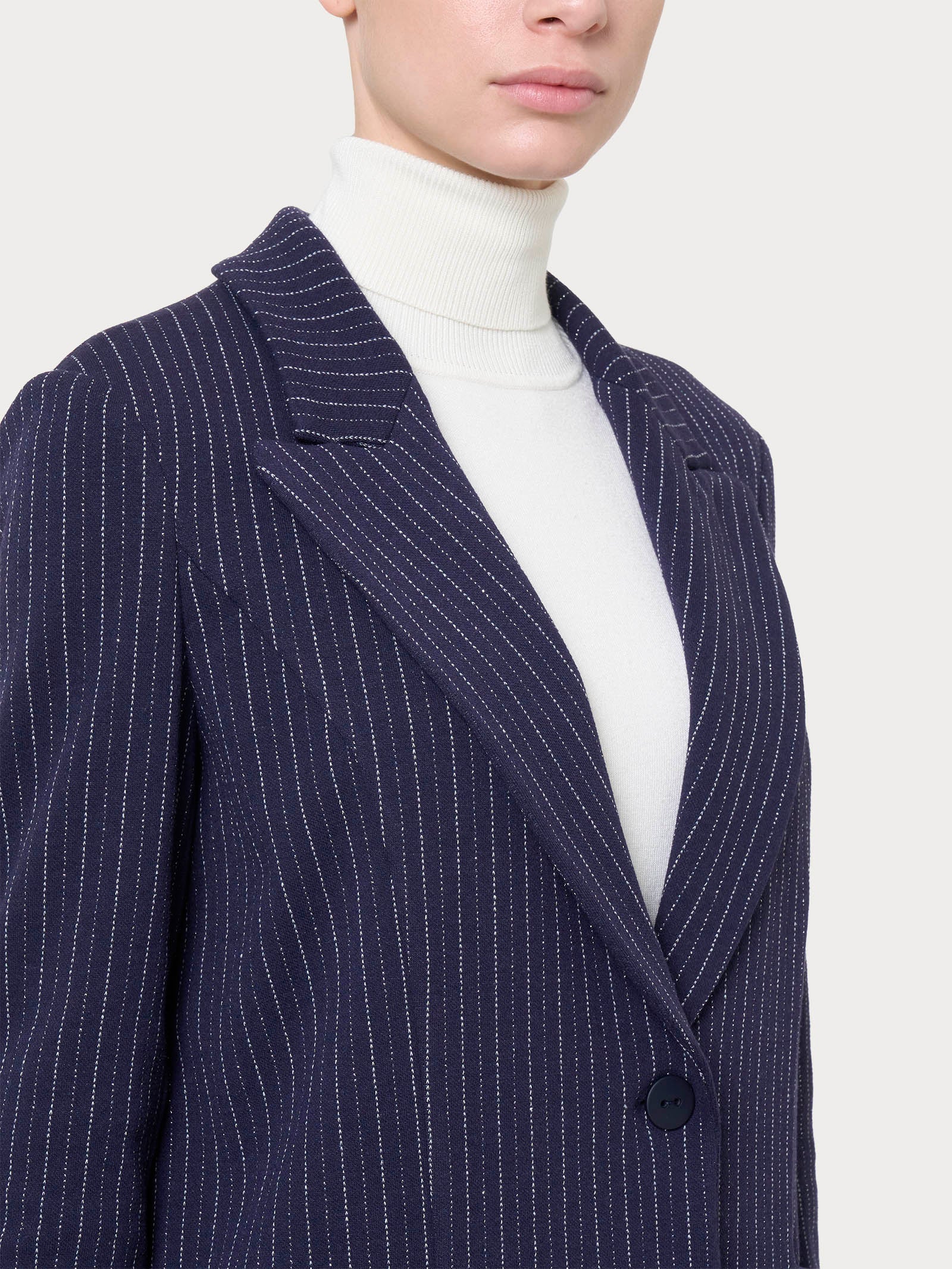 Blazer over destrutturato gessato in tessuto Eco Jacquard -  - Ragno