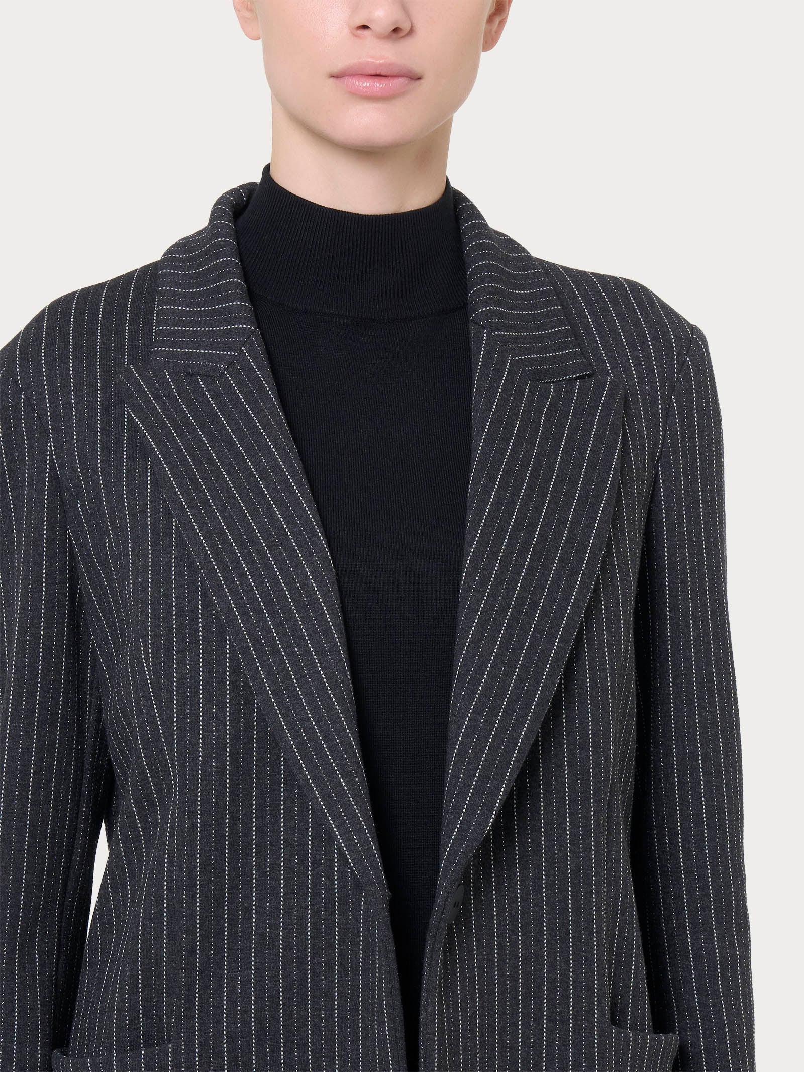 Blazer over destrutturato gessato in tessuto Eco Jacquard -  - Ragno