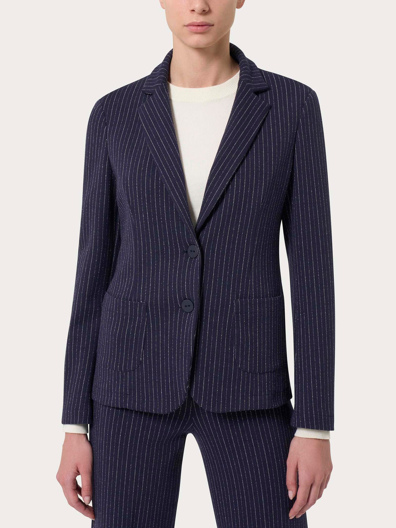 Blazer gessato in tessuto Eco Jacquard -  - Ragno