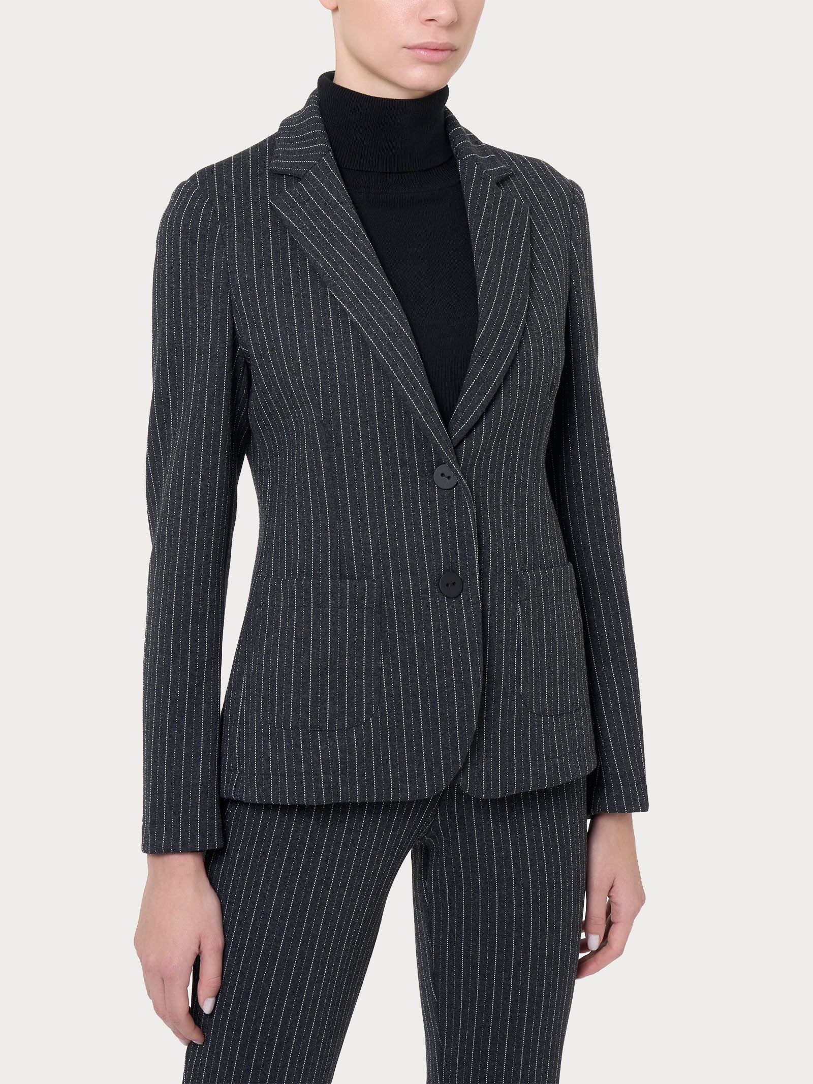 Blazer gessato in tessuto Eco Jacquard -  - Ragno