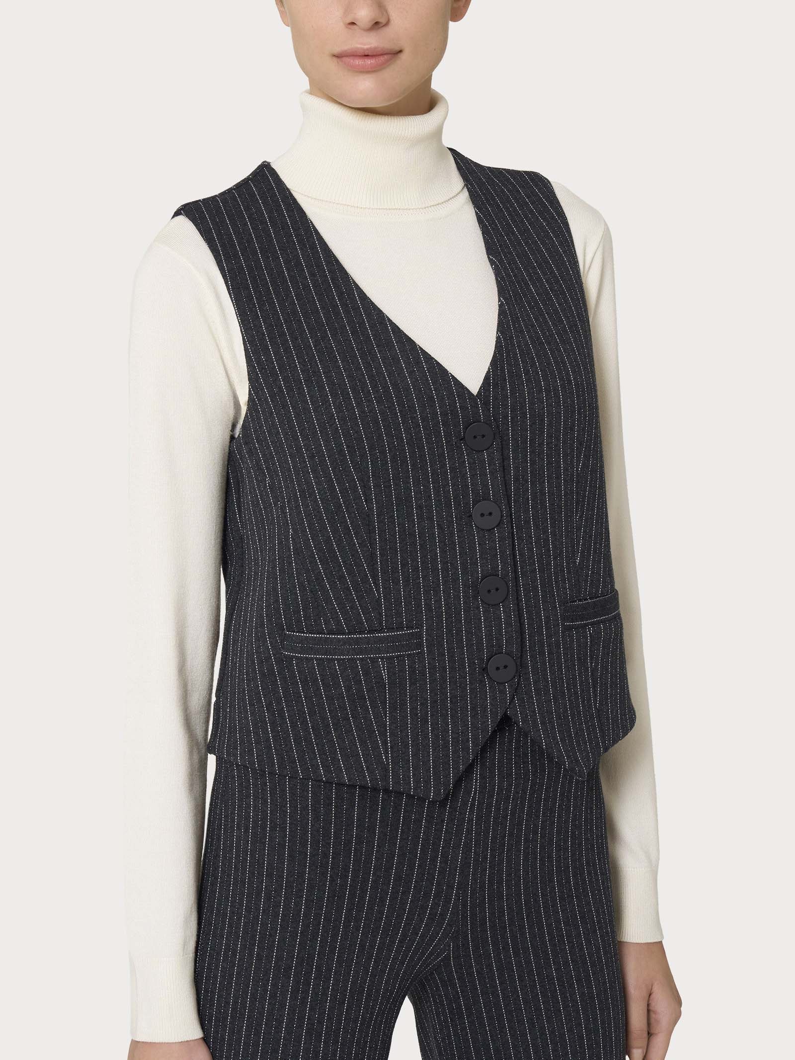 Gilet 4 bottoni gessato in tessuto Eco Jacquard -  - Ragno