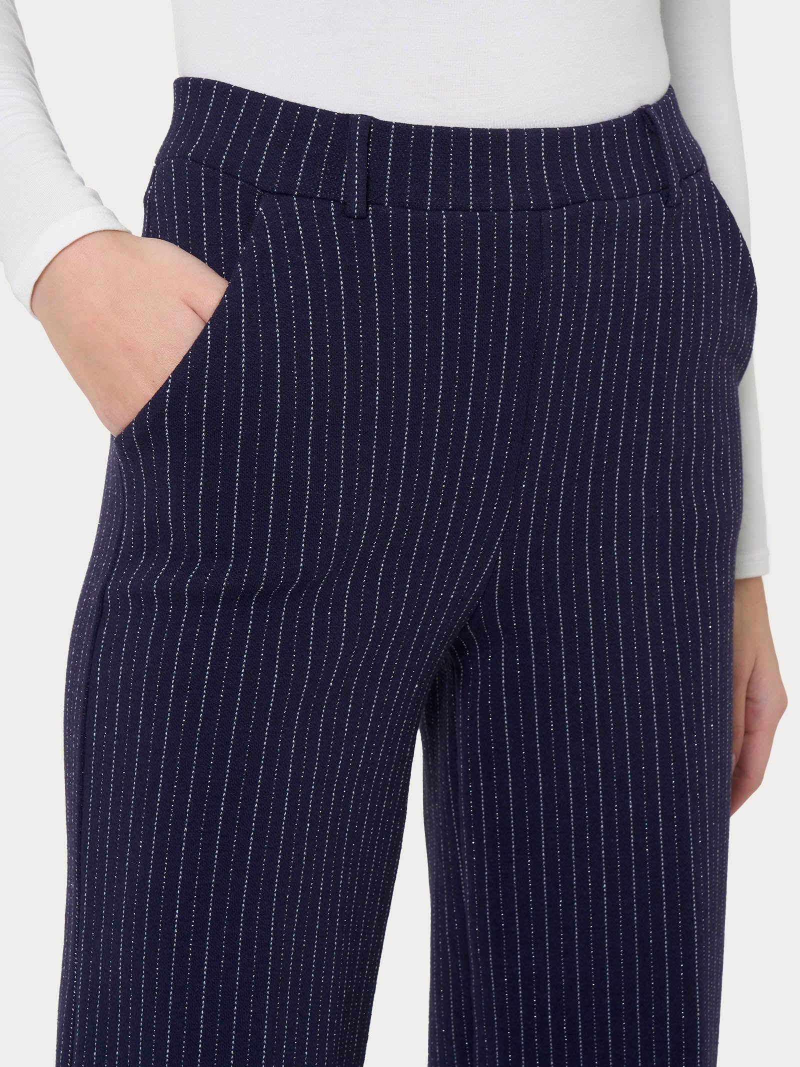 Pantalone gessato a palazzo con tasche in tessuto Eco Jacquard -  - Ragno