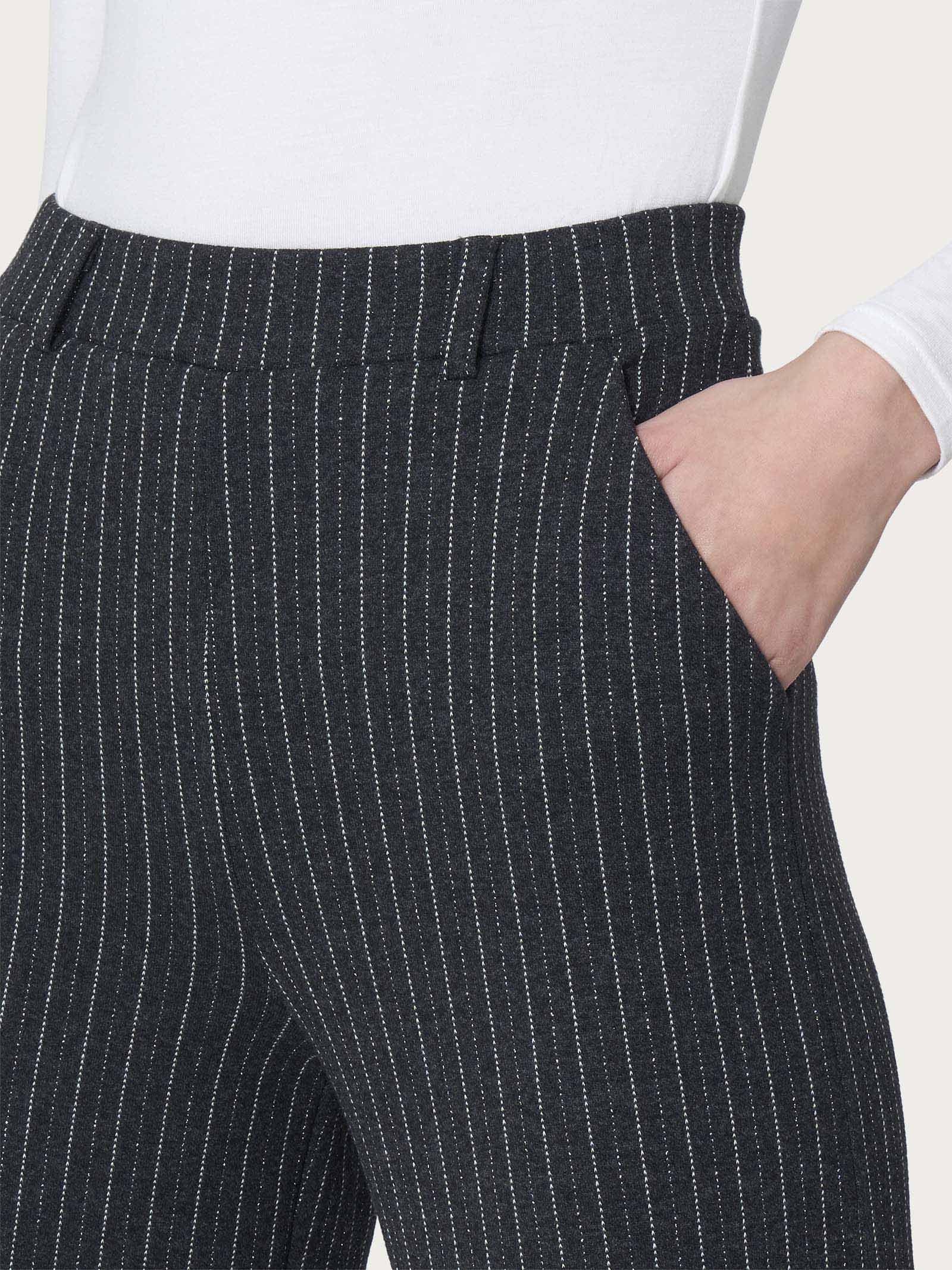 Pantalone gessato a palazzo con tasche in tessuto Eco Jacquard -  - Ragno