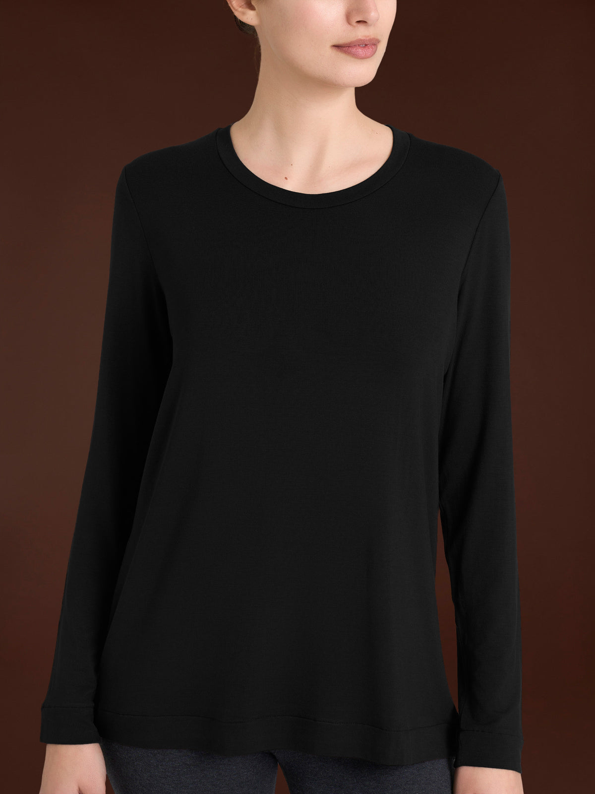 Maglietta girocollo in Jersey Strech Winter Viscosa Neri Donna - Ragno